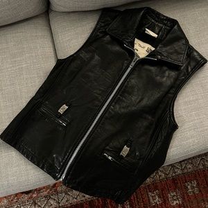 Vintage real leather biker vest